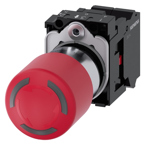 SIEMENS SIE3SU11521GB203CW0 EMERG. STOP MUSHROOM PUSHB., 30MM, RED