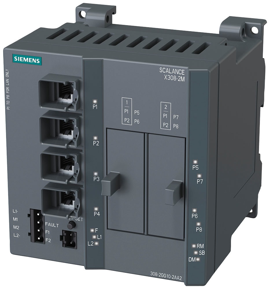 SIEMENS - SIE6GK53082GG102AA2 SCALANCE X308-2M, managed switch di Layer 2, 4x RJ45, 2x per Media-Modules