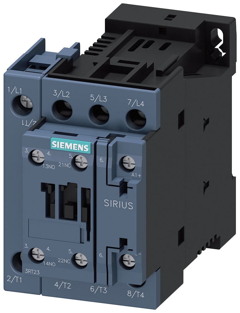 SIEMENS - SIE3RT23261BB40 Contattore, AC-1, 40 A/400 V/40 °C, S0, a 4 poli, DC 24 V, 1NO+1NC