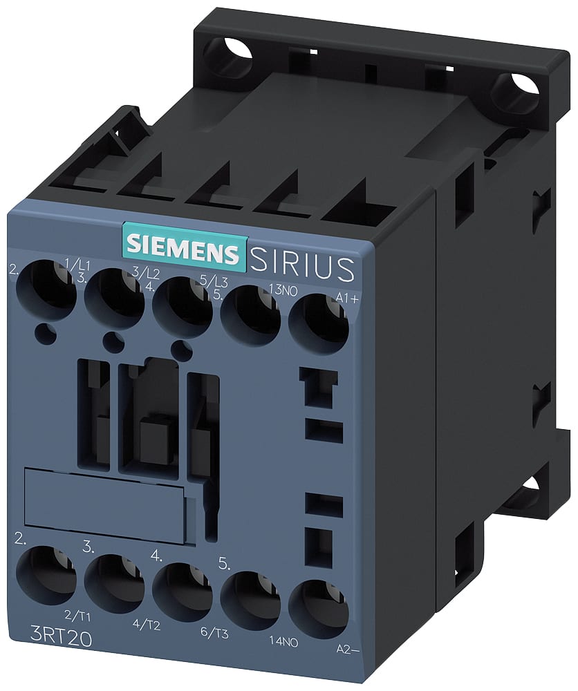 SIEMENS - SIE3RT20171BB410CC0 Contattore, AC-3e, 12 A/5,5 kW/400 V, a 3 poli, DC 24 V, modulo funzionale opzionale, 1NO, morsetti a vite