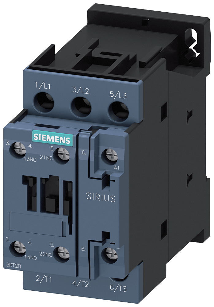 SIEMENS - SIE3RT20251AB001AA0 Contattore, AC-3e, 17 A/7,5 kW/400 V, a 3 poli, AC 24 V/50 Hz, 1NO+1NC, morsetti a vite
