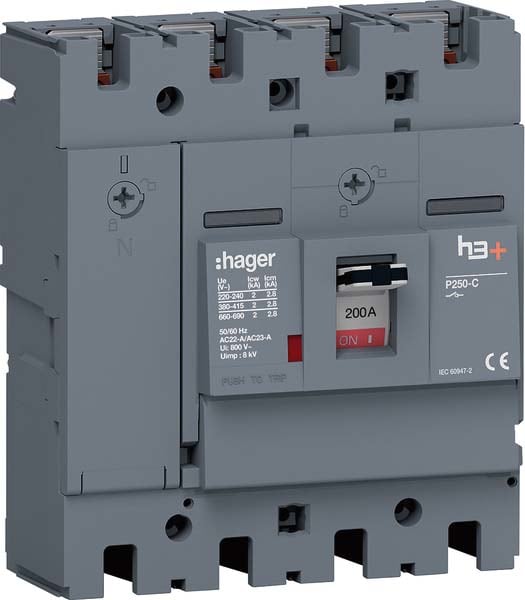 HAGER HAGHCT201AR INT MAN SEZ H3+ P250 4P 200A