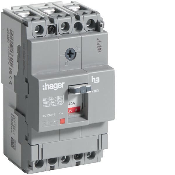 HAGER - HAGHDA040L INTERR AUTOM X160 3P 18KA 40A SGANC TM
