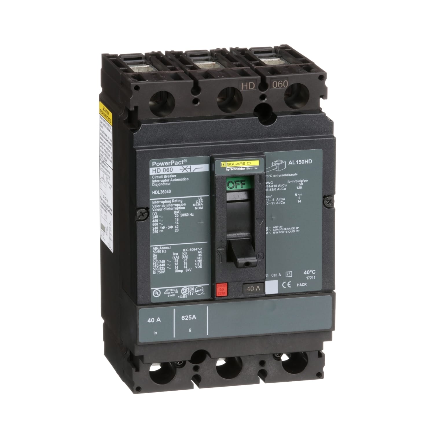 SCHNEIDER ELECTRIC SNRHDL36040 40 A CIRCUIT BREAKER
