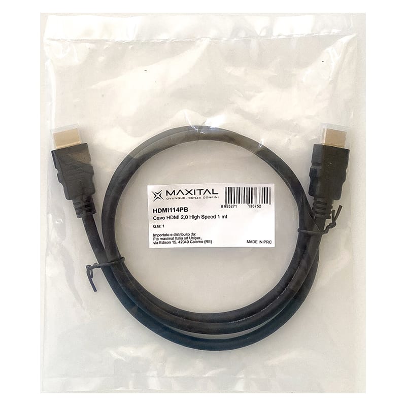 FTE MAXIMAL ITALIA S FTEHDMI114PB HDMI114PB CAVO HDMI 2,0 HIGH SPEED 1 MT.