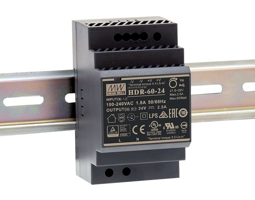DIGIMAX SRL - DIXHDR-60-24 ALIMENTATORE DIN RAIL SLIM 24V 2.5A 60W