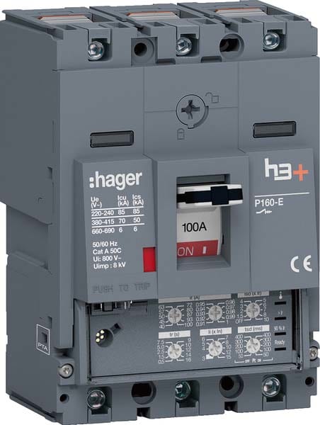 HAGER HAGHES100JC INT AUT H3+ P160 LSI 3P 100A 70KA