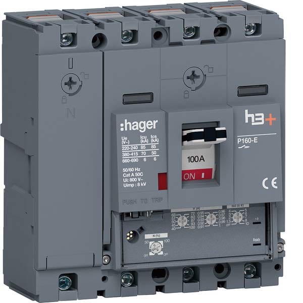 HAGER HAGHES101GC INT AUT H3+ P160 LSNI 4P 100A 70KA N REG