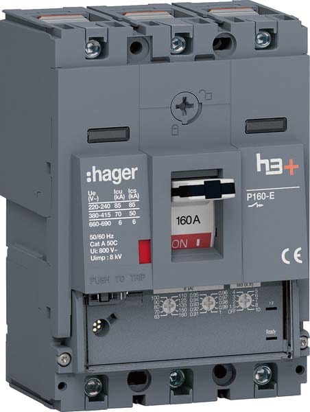 HAGER HAGHES160GC INT AUT H3+ P160 LSNI 3P 160A 70KA