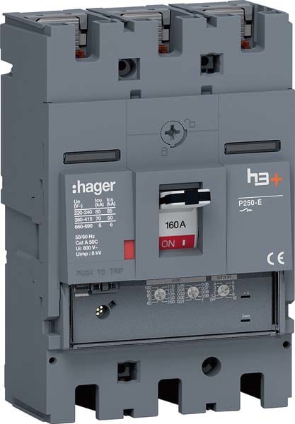 HAGER HAGHET160GR INT AUT H3+ P250 LSNI 3P 160A 70KA