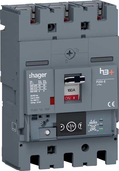 HAGER HAGHET160NR INT AUT H3+ P250 ENERGY 3P 160A 70KA