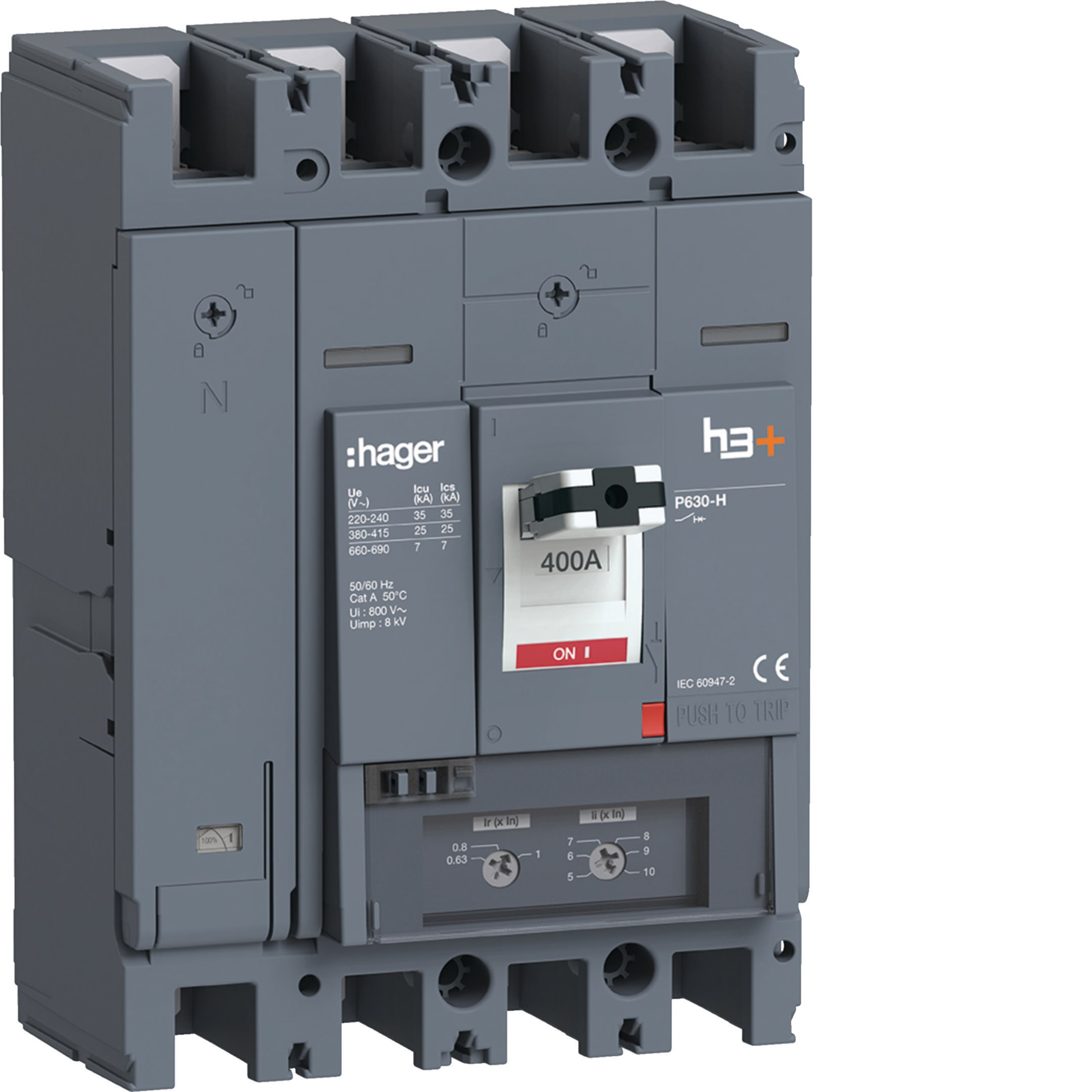 HAGER HAGHHW401DR INT AUT H3+ P630 TM 4P 400A 25KA N REG