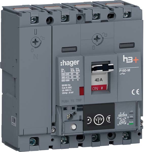 HAGER - HAGHMS041NC INT AUT H3+ P160 ENERGY 4P 40A 50KA N R