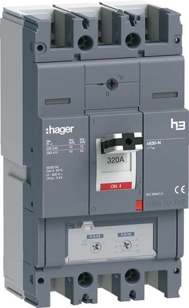 HAGER - HAGHNJ320DR INT AUT H3 X630 TM 3P 320A 40KA