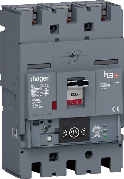HAGER HAGHNT100NR INT AUT H3+ P250 ENERGY 3P 100A 40KA