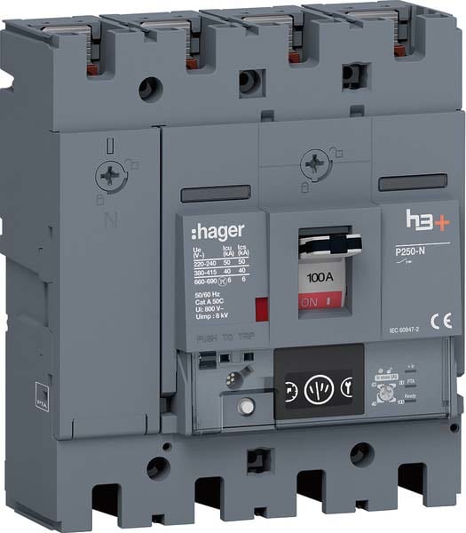 HAGER HAGHNT101NR INT AUT H3+ P250 ENERGY 4P 100A 40KA N R