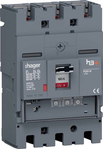 HAGER HAGHNT160GR INT AUT H3+ P250 LSNI 3P 160A 40KA