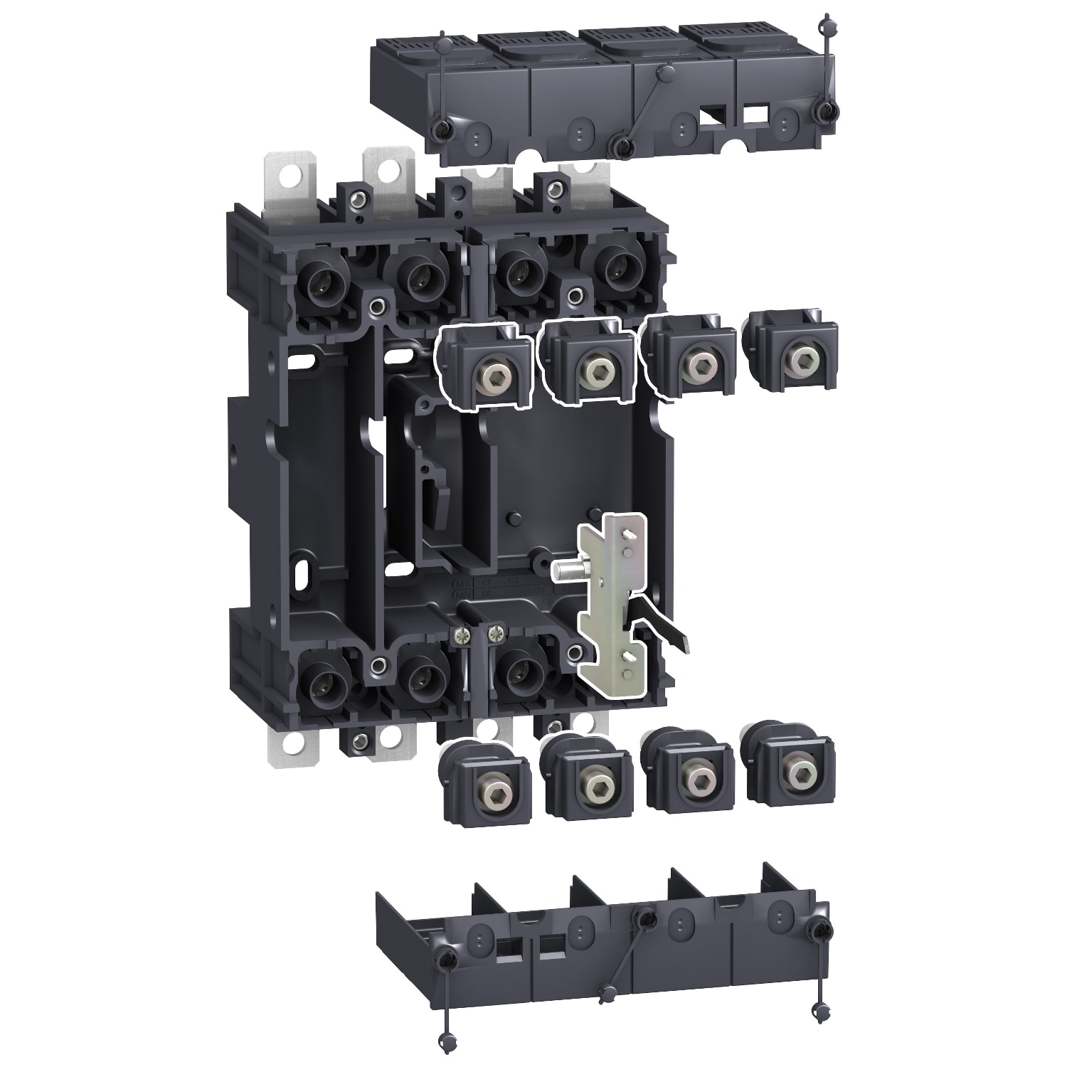 SCHNEIDER ELECTRIC - SNRLV429267 plug in base, ComPact NSX100/160/250, front/rear connected, 4 poles