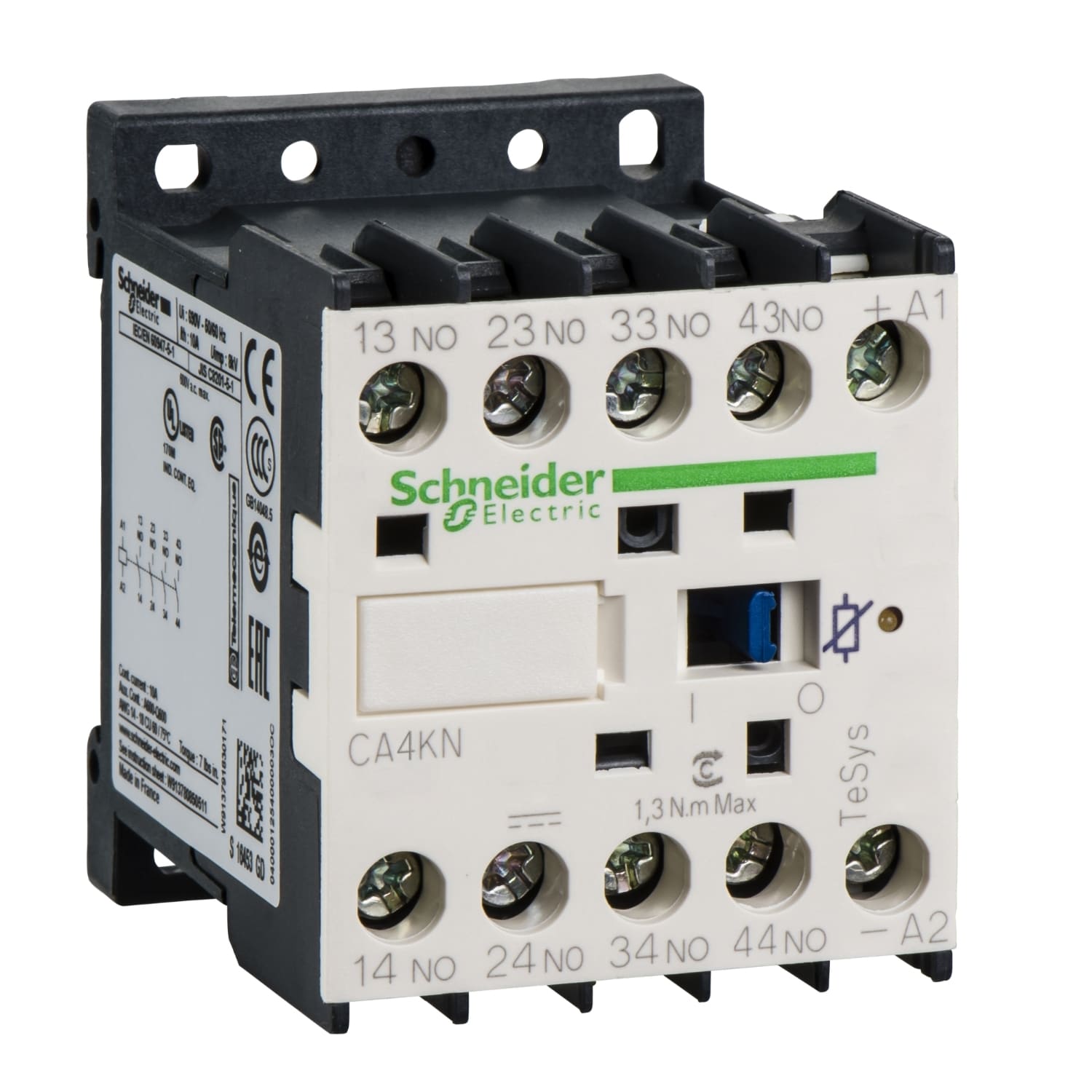 SCHNEIDER ELECTRIC - SNRCA4KN40FW3 TeSys K control relay - 4 NO - <= 690 V - 110 V DC low consumption coil