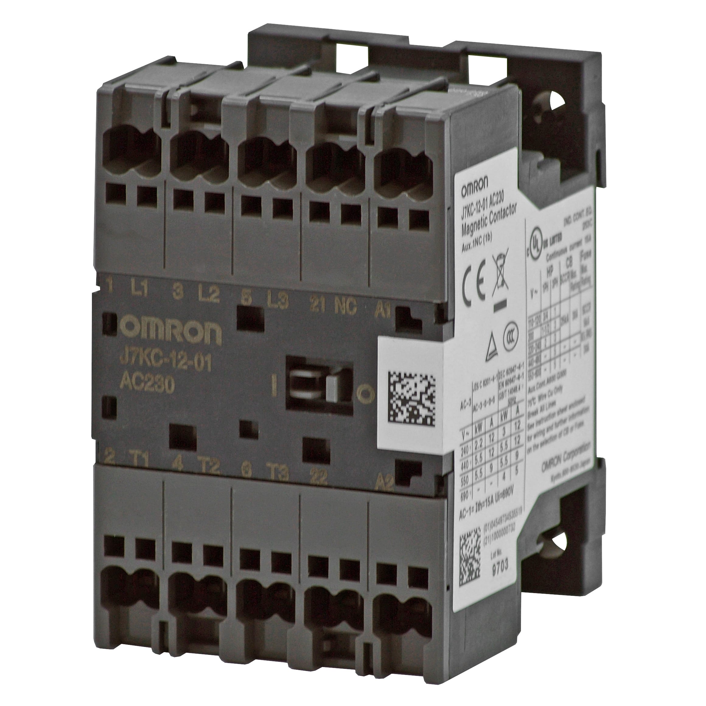 OMRON OMRJ7KC1201DC24 CONTATTORE MOTORE. 3 POLI. TERMINALI PUS