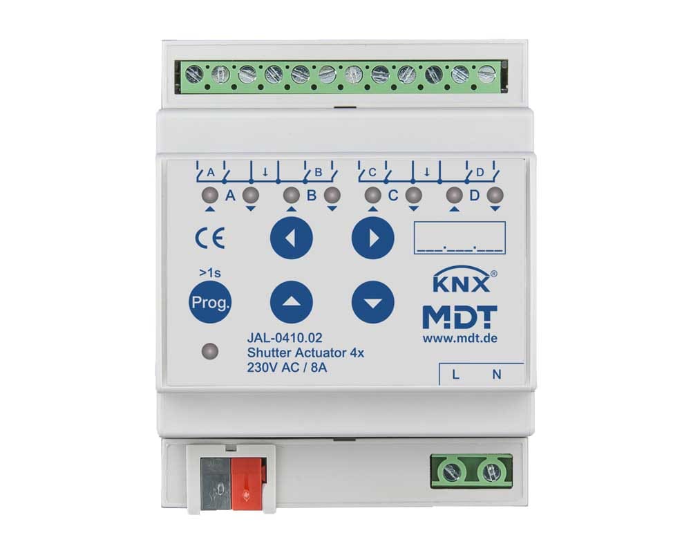MDT ITALIA SRL EYGJAL-0410.02 Attuatore veneziane KNX , 4 canali, 10A, 230V
