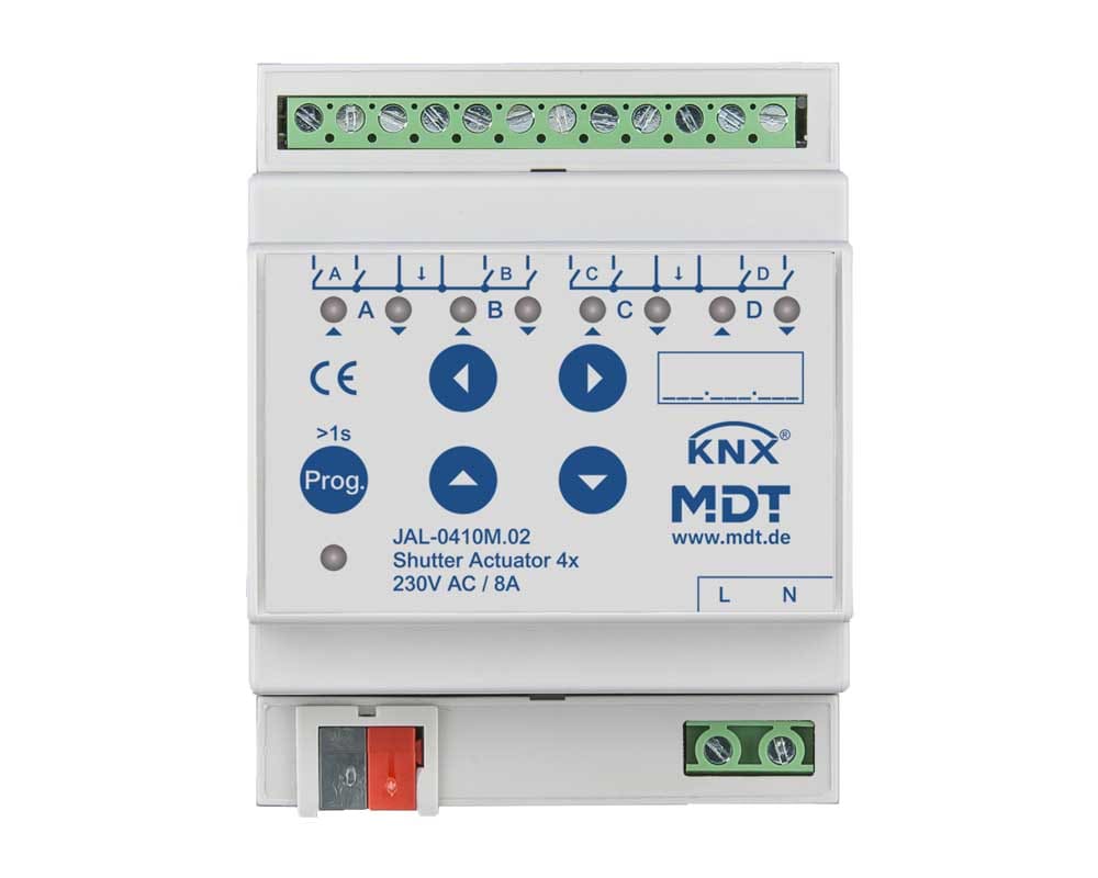 MDT ITALIA SRL EYGJAL-0410M.02 Attuatore veneziane KNX misurazione posizione, 4 canali, 10A, 230V
