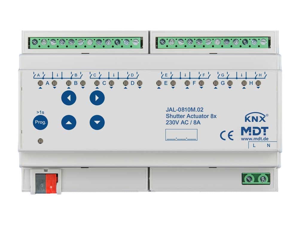 MDT ITALIA SRL EYGJAL-0810M.02 Attuatore veneziane KNX misurazione posizione, 8 canali, 10A, 230V
