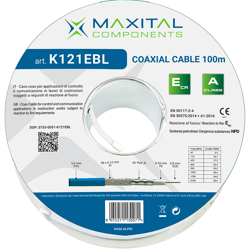 FTE MAXIMAL ITALIA S FTEK121EBL K121EBL CAVO COAX 5MM PVC ECA BLU 100MT