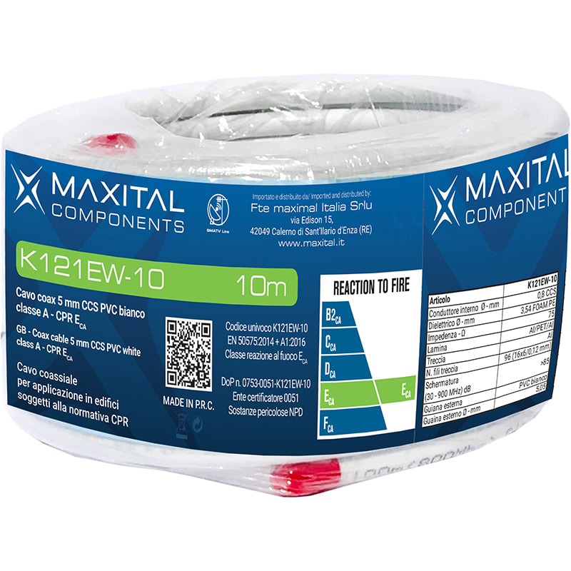 FTE MAXIMAL ITALIA S FTEK121EW-10 K121EW-10 CAVO COAX 5MM PVC ECA 10MT.