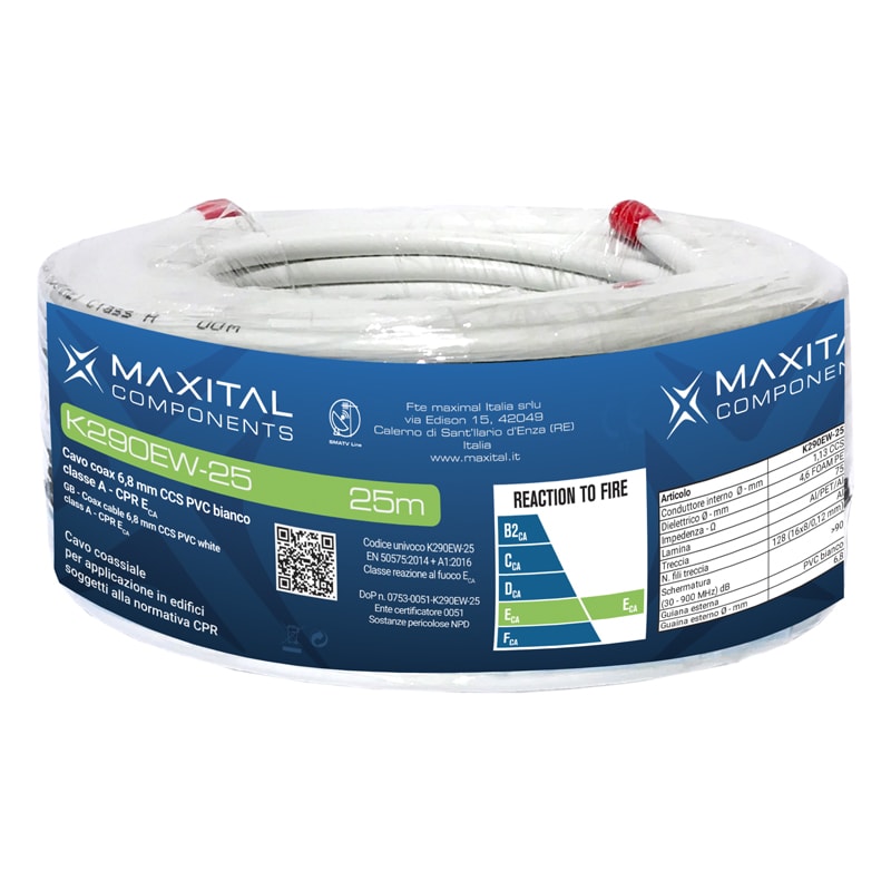 FTE MAXIMAL ITALIA S - FTEK290EW-25 K290EW-25 CAVO COAX 6,8MM PVC ECA 25MT.
