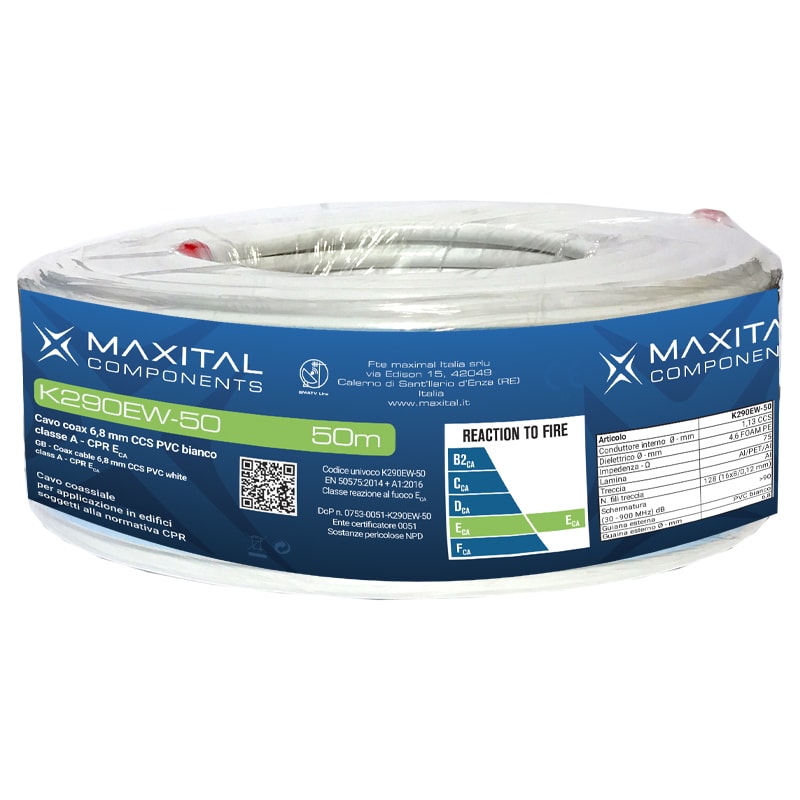 FTE MAXIMAL ITALIA S FTEK290EW-50 K290EW-50 CAVO COAX 6,8MM PVC ECA 50MT.