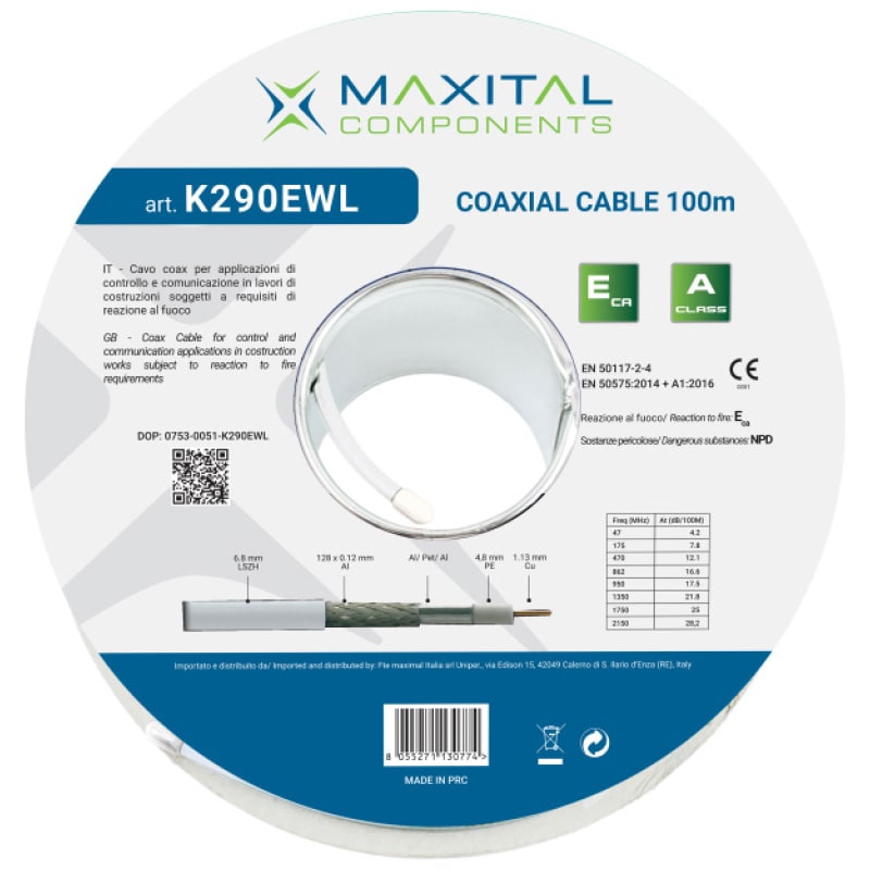 FTE MAXIMAL ITALIA S FTEK290EWL K290EWL CAVO COAX 6,8MM PVC ECA 100MT. L