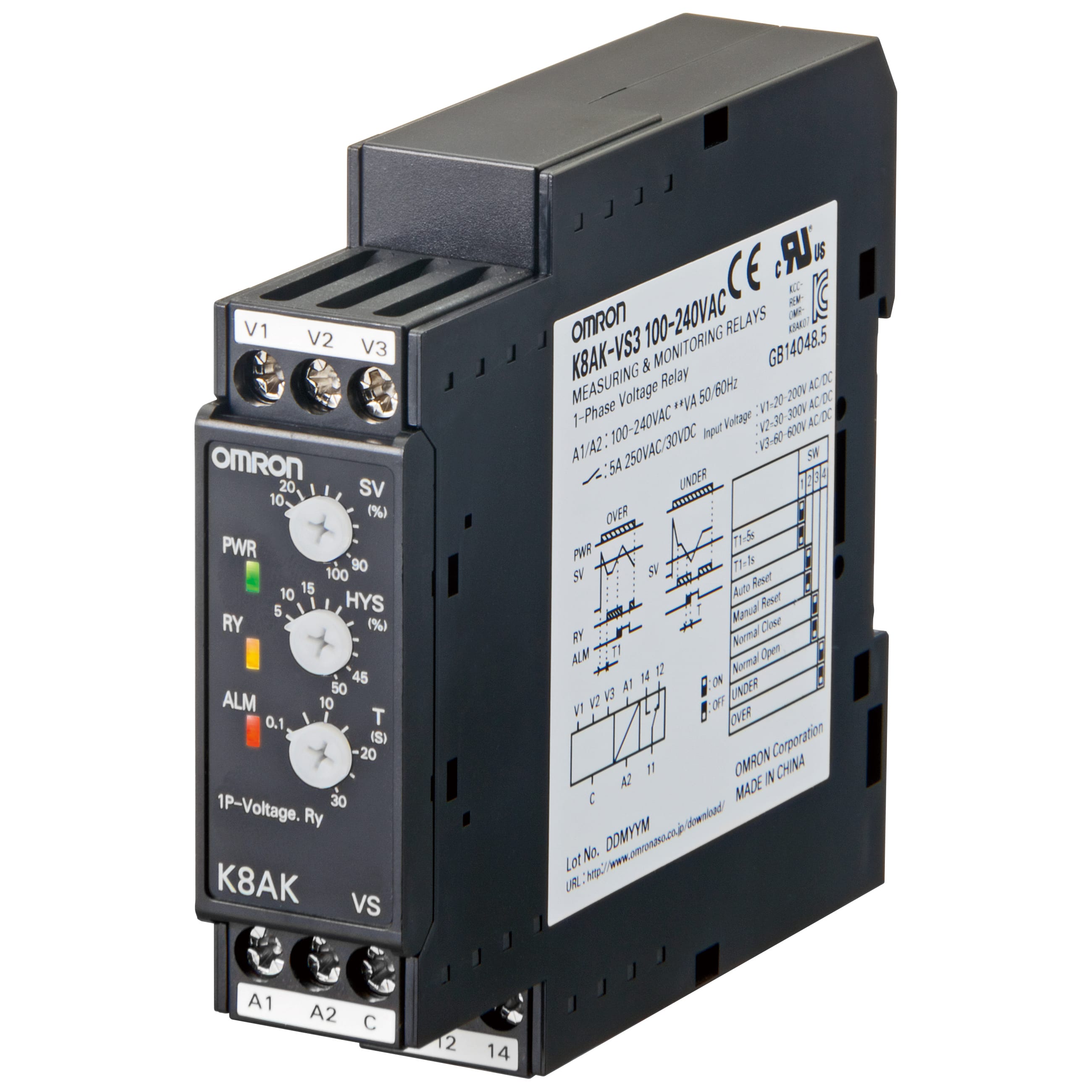 OMRON - OMRK8AKVS2100240VAC rele-ContrMonSovrSotTens1Vmax150VOut2SPDT