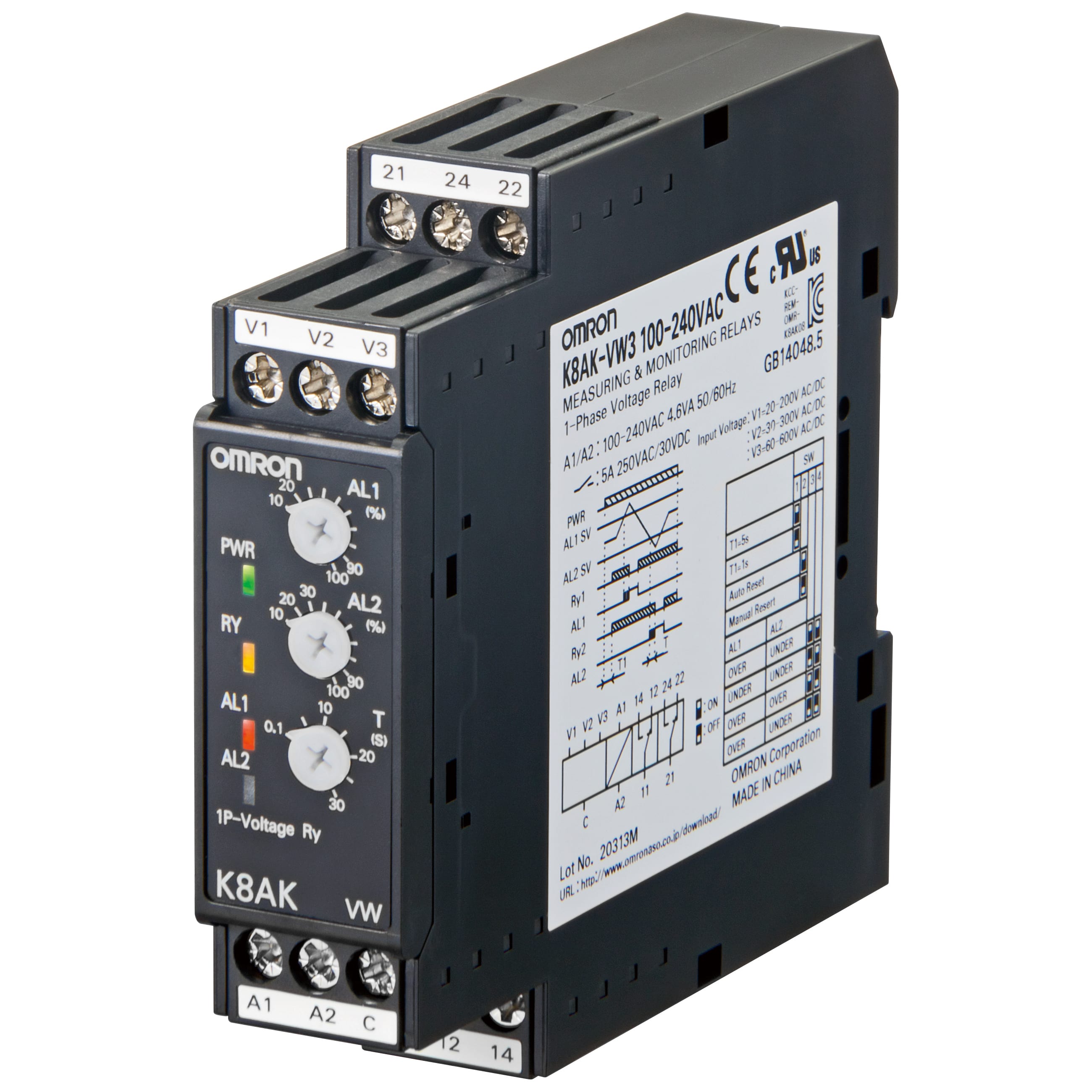 OMRON - OMRK8AKVW3100240VAC rele-Contr1fasMaxMinVsimul2val20-600VOut2RY