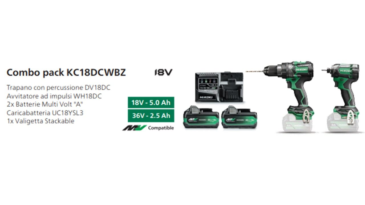 HIKOKI POWER TOOLS - HIAKC18DCWBZ KIT DV18DC+WH18DC+2XMVA
