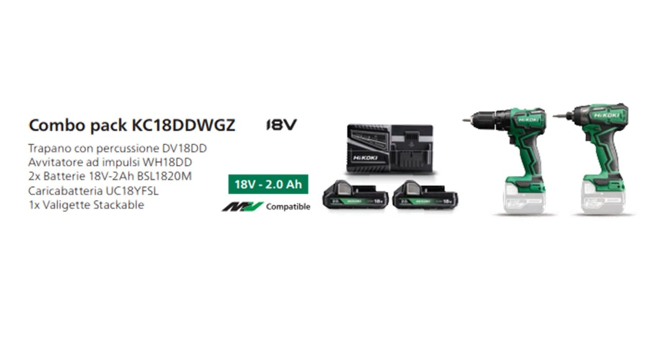 HIKOKI POWER TOOLS HIAKC18DDWGZ KIT DV18DD+WH18DD+2X2AH
