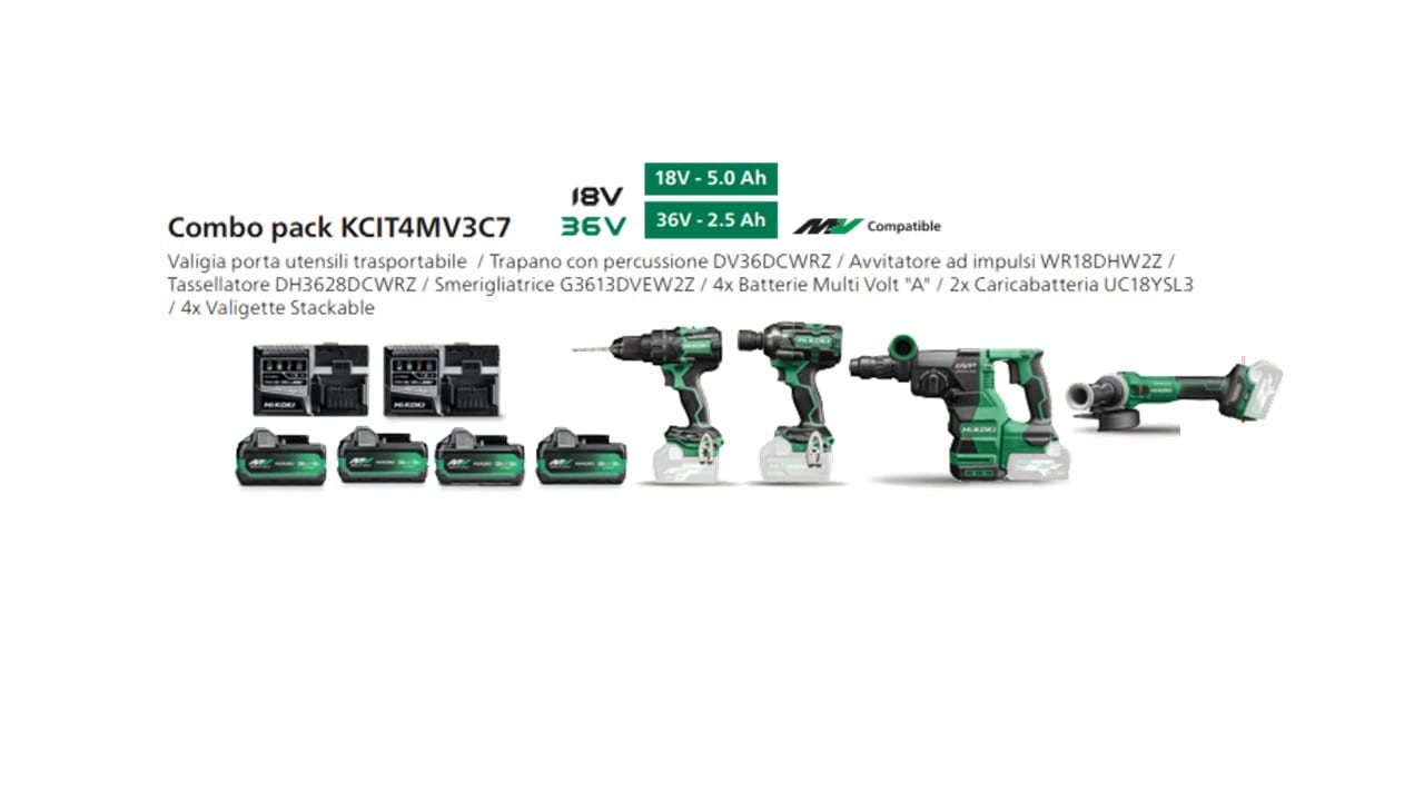 HIKOKI POWER TOOLS HIAKCIT4MV3C7 KIT DV36DC+DH3628DC+WR18DH+G3613DVE