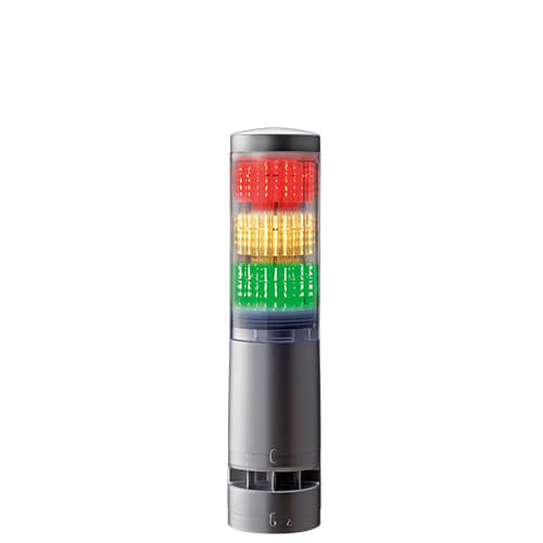 PATLITE EUROPE GMBH PMHLA6-3DTNUB-RYG Torretta multicolore,argento, 3 moduli, 24VDC, montaggio diretto buzzer