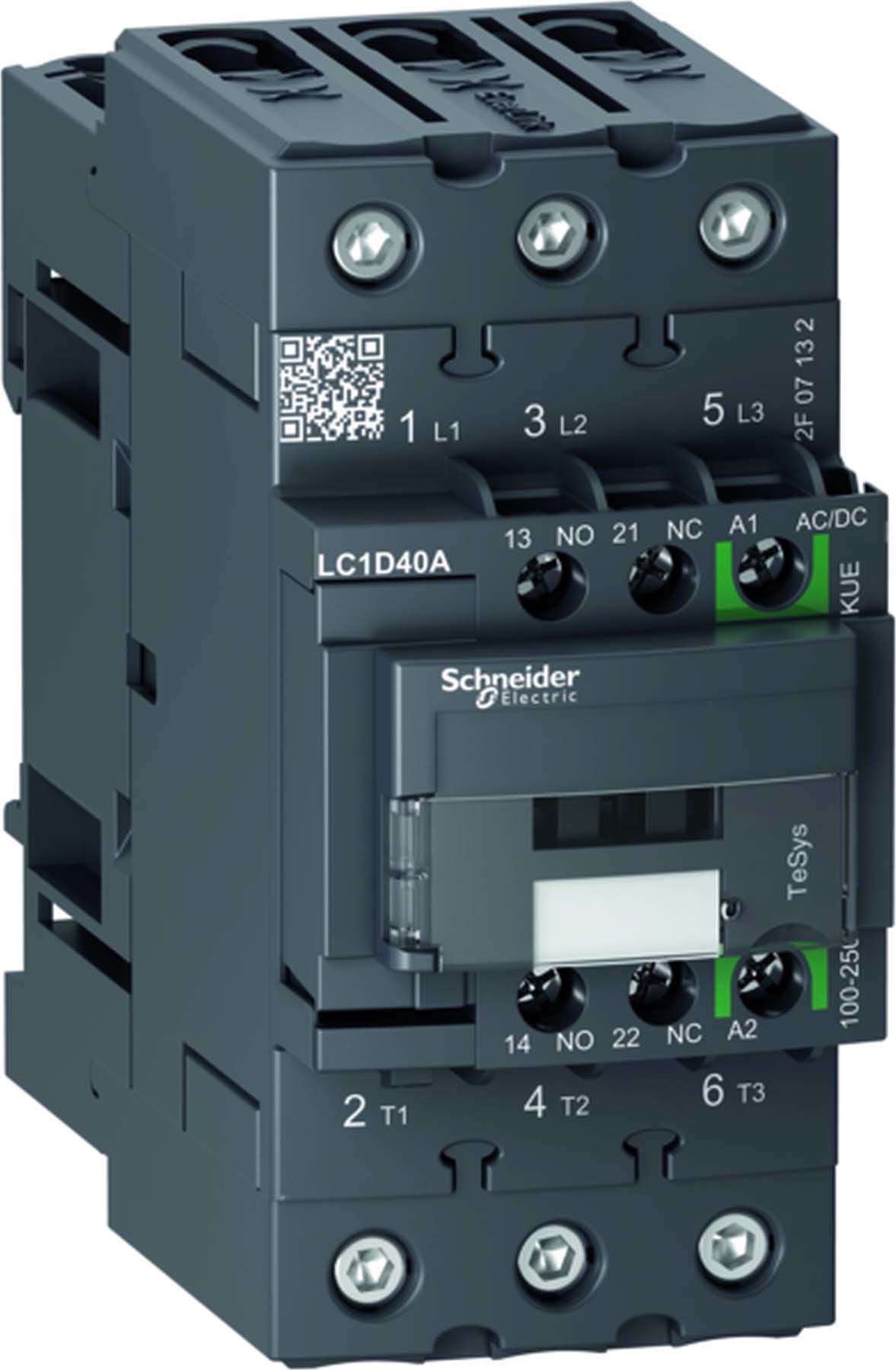 SCHNEIDER ELECTRIC - SNRLC1D40AKUE CONTATTORE 40A 100-250VAC/DC GREEN