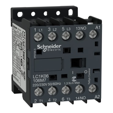 SCHNEIDER ELECTRIC - SNRLC1K16106M7 Contattore, TeSys K, 3P, AC-3/AC-3e, 440 V 16 A, aux. Bobina 1NO, 220...230V AC