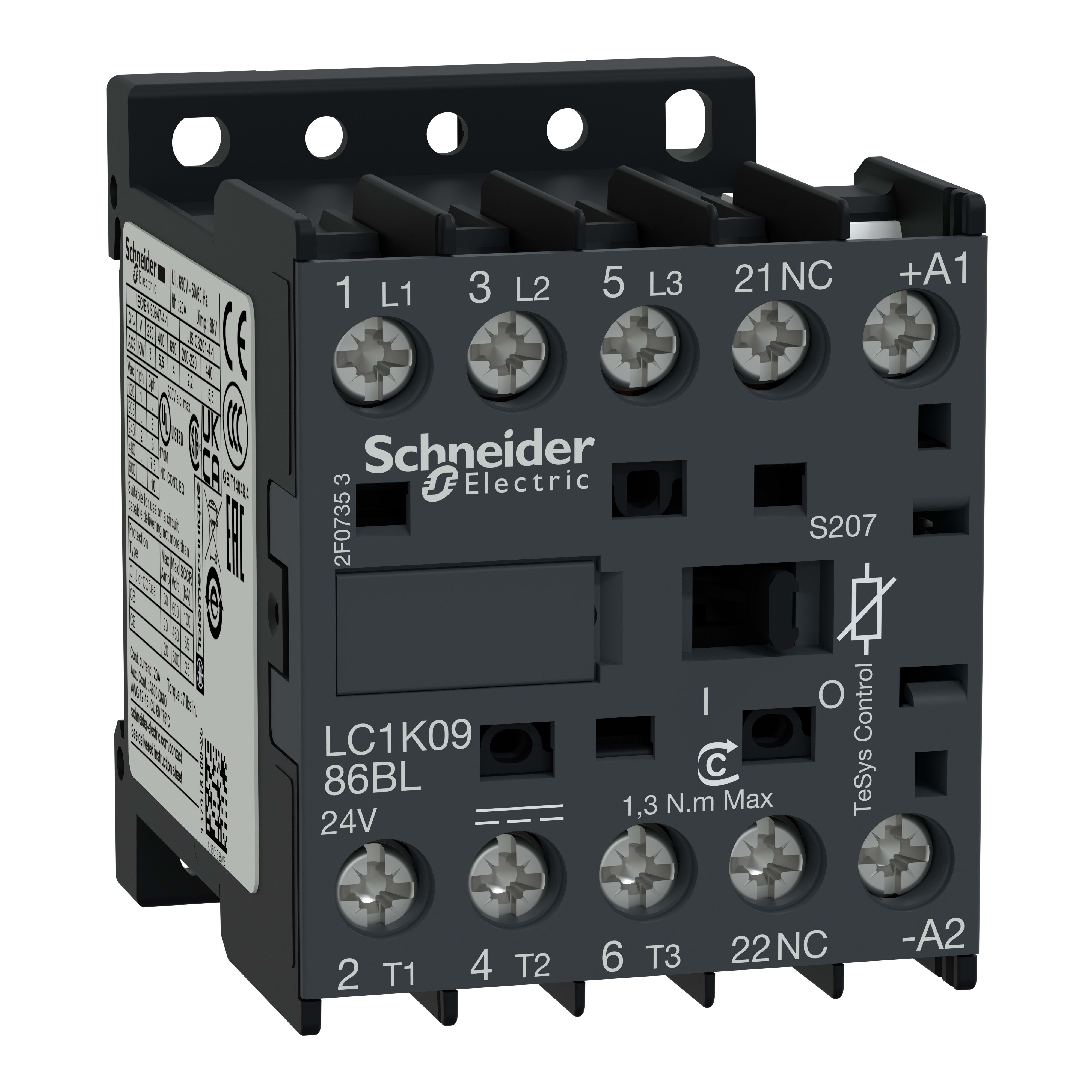 SCHNEIDER ELECTRIC SNRLC1K0986BLS207 CONTATTORE K 4P AC3 440V 20A - 24 V