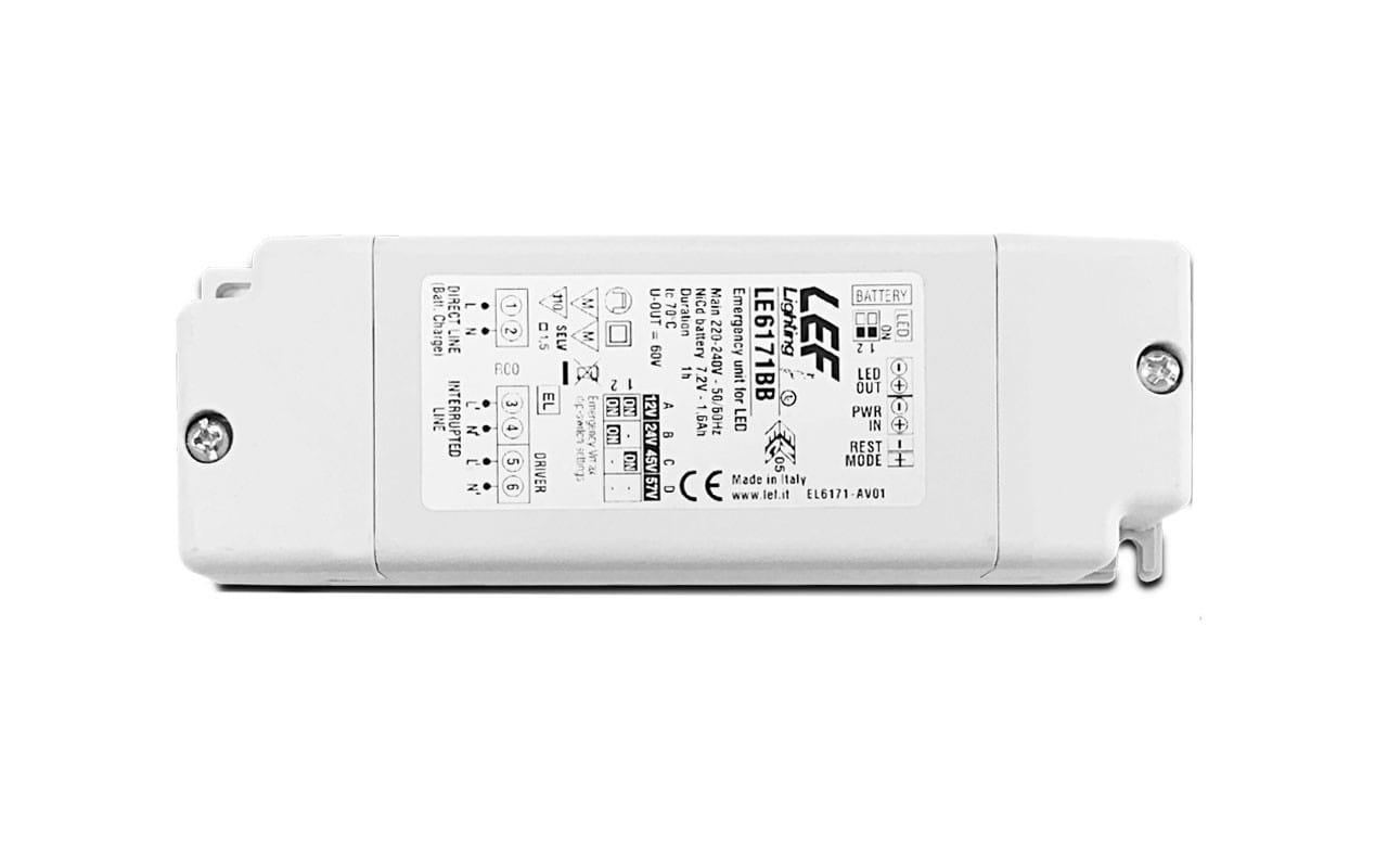 LEF LIGHTING SRL LEFLE6171/3BB KIT EMER LED 9-57V CC+CV BAT.BOX 3 ORE