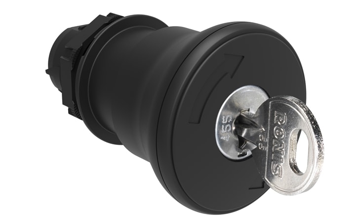 LOVATO LOVLPCB6842R421E PULSANTE FUNGO 40MM NERO SG.CHIAVE