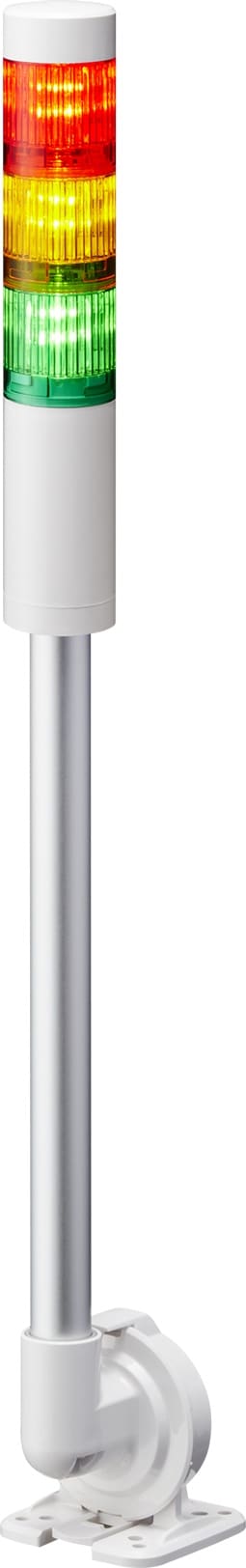 PATLITE EUROPE GMBH PMHLR4-302QJNW-RYG Torretta, bianco, 2 livelli, 24 V CC, 40 mm, staffa angolare a L, cavo, buzzer