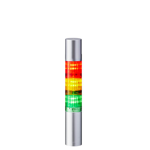 PATLITE EUROPE GMBH PMHLR4-302WJBU-RYG Torretta, argento, 3 livelli, 24 V CC, 40 mm, montaggio diretto, cavo, buzzer