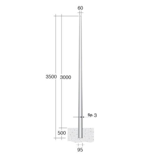 LINEA LIGHT (ILED) ILD99166 PALO RASTREMATO SP3 HFT5MT ZINCATO