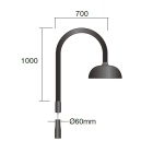 LINEA LIGHT (ILED) - ILD98190 BRACCIO CURVO C/INNESTO RAL 7016