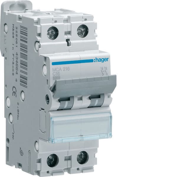 HAGER HAGMCA216 INTERR. AUTOM.2P 16A 6 KA C 2M