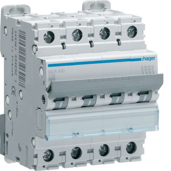 HAGER - HAGMCA410 INTERR. AUTOM.4P 10A 6 KA C 4M
