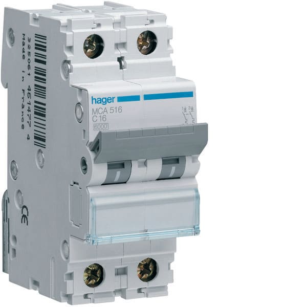 HAGER HAGMCA516 INTERR. AUTOM 1P+N 16A 6 KA C 2M